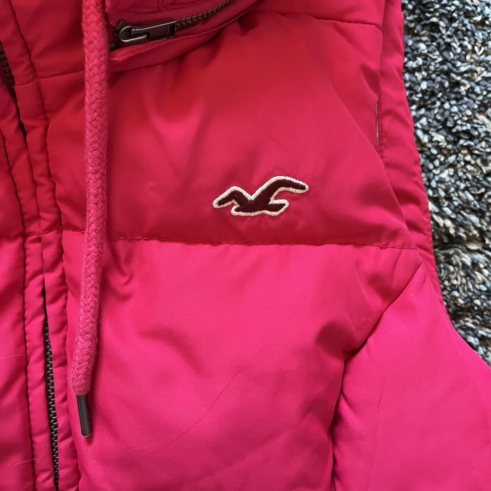 Hollister Vest Womens S Pink Hooded Quilted Insulated Puffer Down Jacket Coat - Picture 5 of 9